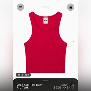 Sold Out KHY Red Cropped Raw Hem Rib Tank Top
